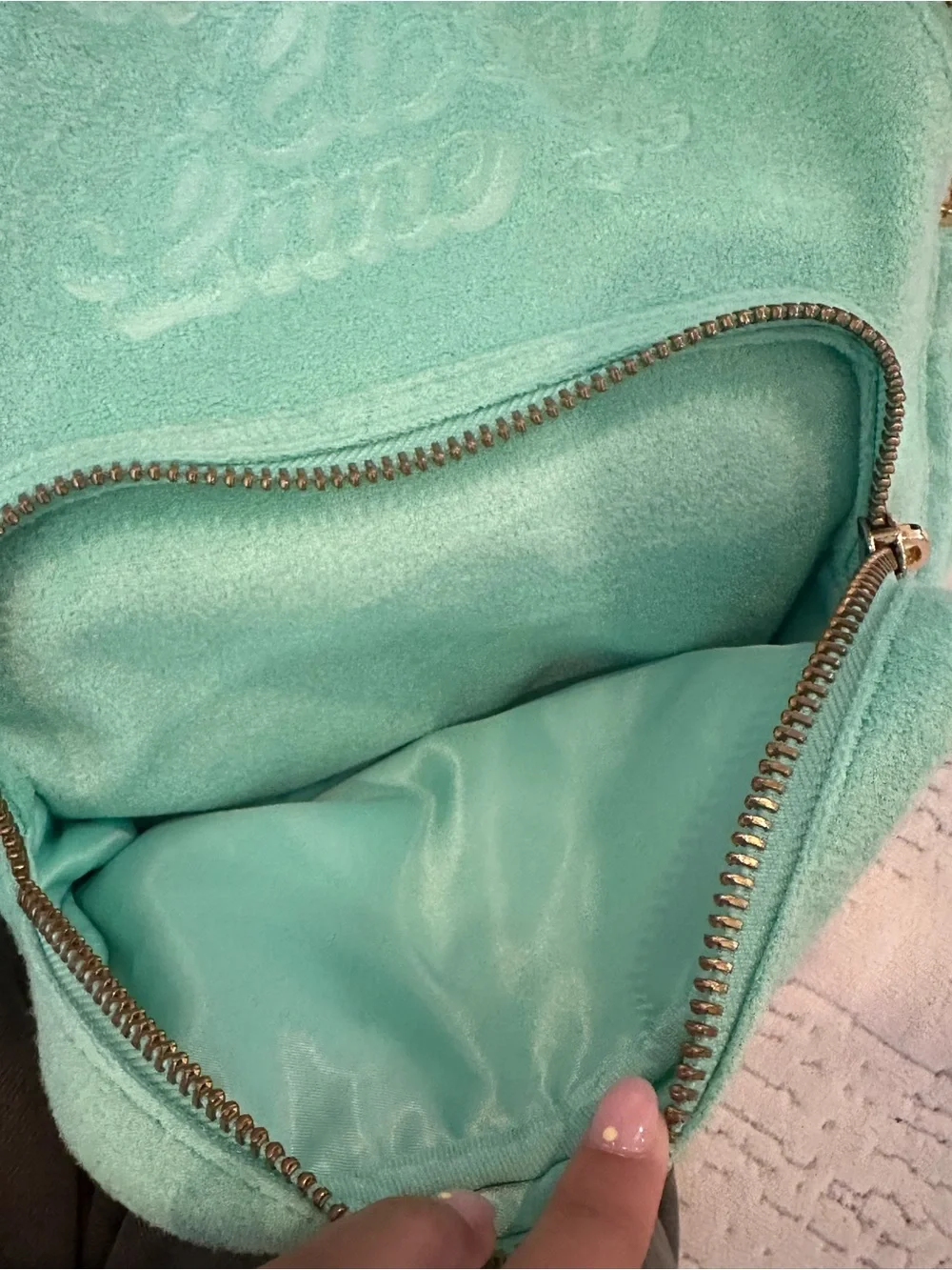 Stoney Clover Lane Mint Green Plush Backpack & Swim Pouch Set